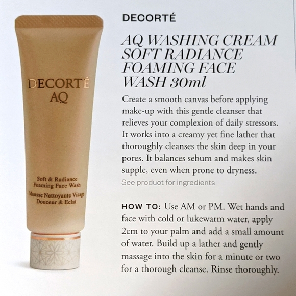 DECORTÉ AQ Washing Cream (31g) - Picture 3 of 3